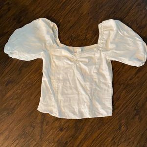 Linen puff sleeve top